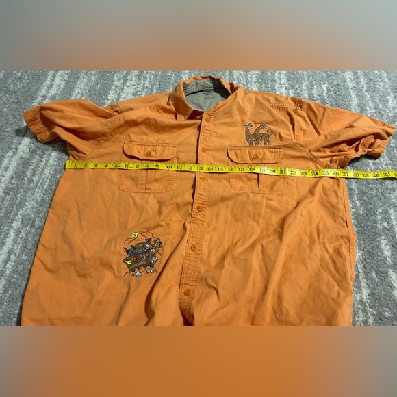 Mens Noah's Ark Embroidered Button Up Shirt Sz XL Orange Cotton Church Pastor - Picture 6 of 7